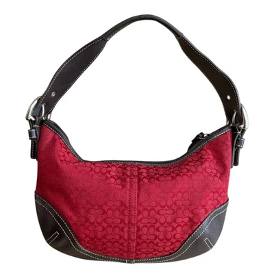 Coach 6351 Signature Canvas Mini Soho Hobo Shoulder Bag Red Y2K Small - Image 1 of 4