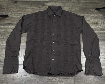 Camisa Ted Baker Para Hombre 17 43.5 Marrón Bordada Pintuck Puño Francés Informal Foto 1 de 4