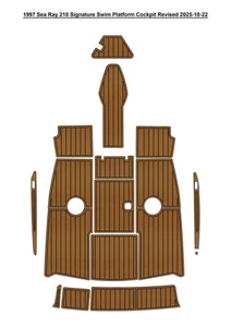 1997 Sea Ray 210 Signature Swim Platform Cockpit Pad Boat EVA Teak Deck Floor - Picture 1 of 18