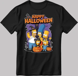 Camiseta Familia Los Simpson, Halloween Manga S Blanca-Negro Hombre/Mujer V063 - Imagen 1 de 5