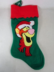 Vintage Tigger Filz Weihnachtsstrumpf 17 Zoll Disney Winnie Puuh grün - Bild 1 von 6