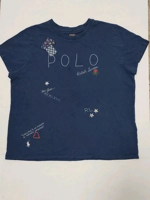 Polo Ralph Lauren Patchwork Embroidered T Shirt XL Women's Short Sleeve - Image 1 of 4