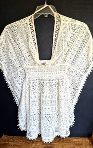 Xhilaration Swim Coverup Damen L - Beige Spitze Kurzarm Transparent Strand - Bild 1 von 11