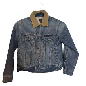Gap Kids Sherpa  Lined Denim Corduroy Coat Jean Jacket Youth Size M - Picture 1 of 7