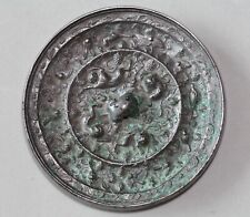 Antique Chinese bronze silvered mirror decorated with beasts, Han Dynasty. RARE