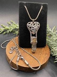 Vintage BRIGHTON floating hearts lanyard ID tag necklace holder - 34" rope chain - Picture 1 of 7