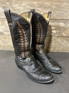 Vintage Cowtown Stiefel USA braun Leder bestickt Pythons Haut 9,5 D Herren - Bild 1 von 7