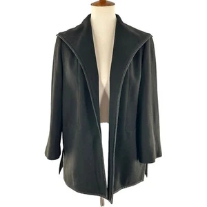 Vintage Lilli Ann Black Wool Open Front Blazer Size Large Jacket - Picture 1 of 4