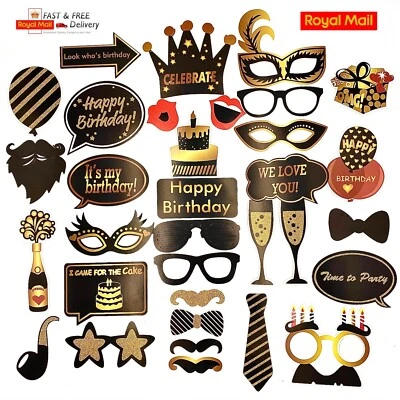 35pcs Birthday Party Props Photo Booth Selfie with stick and double side tape - Image 1 of 4