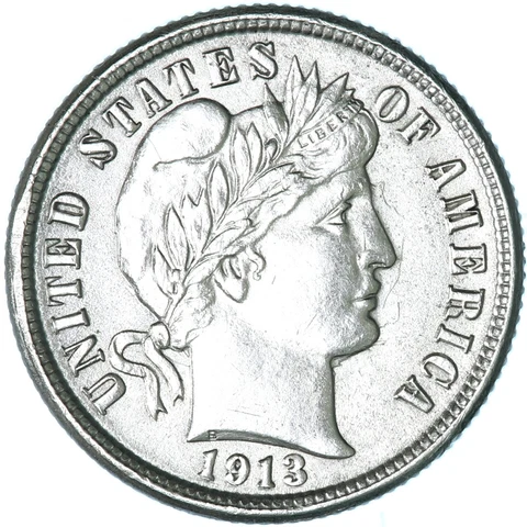 1913 (P) Barber Dime 90% Silver Brilliant Uncirculated See Pics R520 Cover