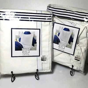2 Crown & Ivy White Square Euro Shams w/Ribbon - Picture 1 of 5