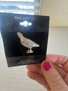 Broche de perdiz/codorniz de peltre - Pin - Imagen 1 de 3
