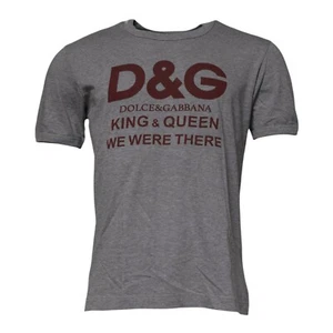 DOLCE & GABBANA T-shirt Gray Logo Print Cotton Crew Neck Men IT46/US36/S 370usd - Picture 1 of 6