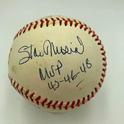Stan Musial 1943, 1946, 1948 NL MVP Winners Signed Baseball JSA COA - Image 1 of 4