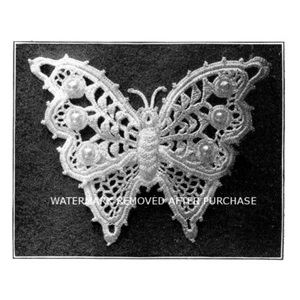 Antique Irish Butterfly & Pearl Beads, Reproduction Applique Crochet Pattern! - Picture 1 of 2