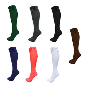 Girls Knee High Cotton Rich Back To School Socks With Bows 6-8 9-12 12-3 4-5.5 - Picture 1 of 15