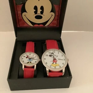 NIB Disney His and Hers Watch Set Classic Mickey & Minnie Red Bands Accutime - Picture 1 of 10