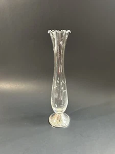 Vintage Duchin Creations Sterling Silver Bud Vase Glass Etched Flowers Weighted - Picture 1 of 15