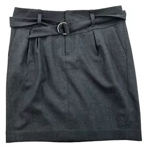 Banana Republic Women's Gray Wool Skirt size 10 Stretch Charcoal Belted - Picture 1 of 12