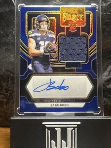 Jake Bobo 2023 Panini Select Blue Prizm RC Rookie Patch Auto #d /75 Seahawks - Picture 1 of 3