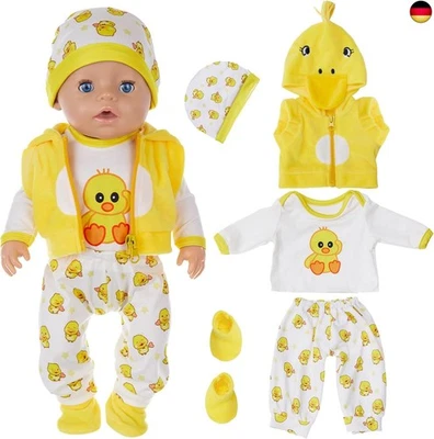 Ente Cartoon Stil Neue Baby Puppe Kleidung Set enthält Weste Tops Hosen Hut und  - Bild 1 von 4