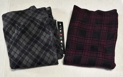 Lot Of 2 EYE CANDY Gray & Maroon Plaid Stretch 24” Leggings Women's One Size - Image 1 of 4