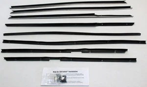 Window Sweeps Weatherstrip for 1965-1966 Chevy Impala Hardtop Black Front Rear - Picture 1 of 8