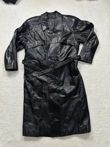 VINTAGE MONTEE Herren Große (XL?) Lederjacke Trenchcoat schwarz - Bild 1 von 12