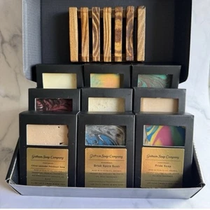 Gotham Soap Company Deluxe Soap Box. 9 handmade Soaps and Bamboo Soap Dish - Picture 1 of 5