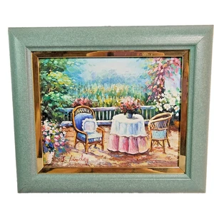 Vintage Impressionist Oil Painting On Canvas Cottage Garden Signed Framed - Picture 1 of 22