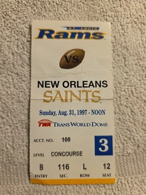 Orlando Pace St. Louis Rams HOF NFL Debut Ticket Stub 8/31/97 Ohio State L@@K - Image 1 of 2