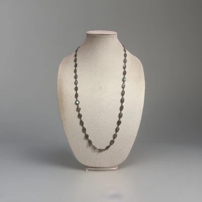 37. Vintage Sterling Silver 925  Bezel set Labradorite Link Necklace 33", 41g - Image 1 of 4