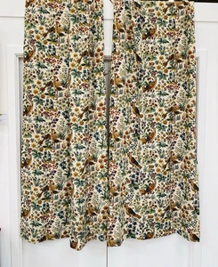 Pair of Large Vintage Linen lined 1980 Curtains - Cluny bird/floral design VGC - Picture 1 of 6
