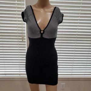 Abito maglione leggero Guess S Y2k foro della serratura collo a V manica puff - Foto 1 di 10