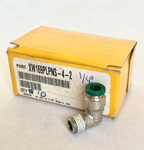 10 Stück Parker 1/4 Zoll, Push-to-Connect Nickel Winkel Fittings Prestolok XW169PLPNS-4-2 - Bild 1 von 7
