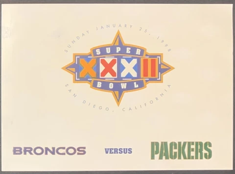 1998 Super Bowl XXXII Green Bay Packers vs Denver Broncos NFL Football Postcard Cover