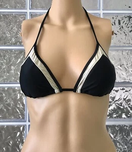 SEA GYPSIES by LOST NEU 39,50 $ schwarz beige Triangel String Bikini Oberteil gepolstert XS - Bild 1 von 10