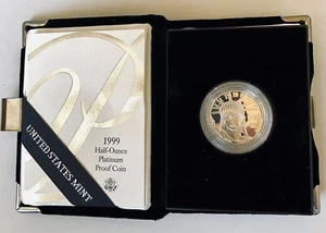 1999-W Platinum American Eagle $50 Proof 99.95 Plat Bullion 1/2 Oz Coin,OGP,COA. - Picture 1 of 9
