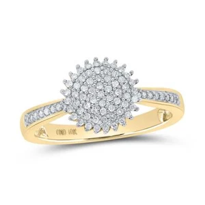 10K Yellow Gold Real Diamond Womens Cluster Sunburst Circle Cocktail Ring 1/4 CT - Picture 1 of 1