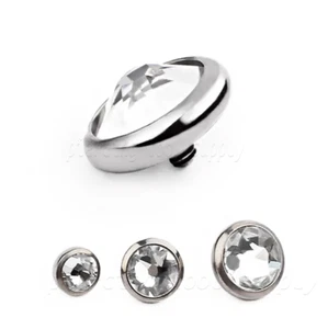 2pcs. 16G 14G Flat CZ Surgical Steel Internally Threaded Dermal Anchor Top Part - Picture 1 of 2