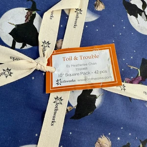 Clothworks Toil & Trouble by Heatherlee Chan - 10" X 10" Layer Cake - Halloween  - Picture 1 of 7