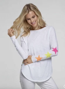 NWT LISA TODD ALL STAR L/S SHIRT / TOP - WHITE - BRAND NEW XS SUPER CUTE - Picture 1 of 2