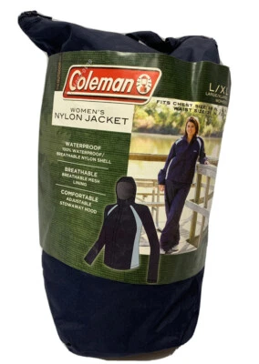 Coleman 连帽轻便户外夹克尺寸 L/XL 海军蓝/灰色女式 2000003175 — 第 1/4 张图片