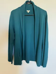 Talbots Sweater Womens Green Open Front Cardigan Side Pocket Plus Sz 1X - Picture 1 of 11