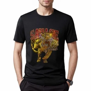 New Men Luxury Diamond Tiger Rhinestones Fashion Black T-Shirt High Quality - Picture 1 of 12