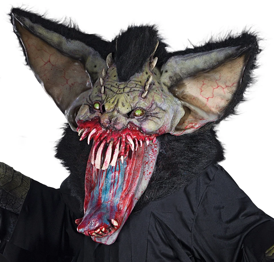 Rabid Nightmare Latex Mask Bat Fancy Dress Up Halloween Adult Costume Accessory - Image 1 of 1