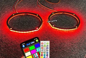2PACK 6x9" APP Remote RGB Color Changing LED Subwoofers Speaker Rings Lights Set - Picture 1 of 12