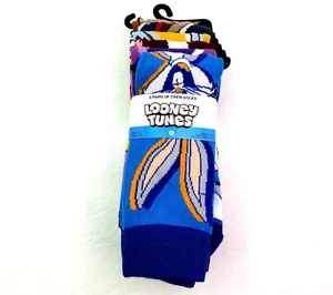 Looney Tunes Adult Size 6-12 Multi Color Graphic Novelty Crew Socks 6 Pair Pack - Picture 1 of 5
