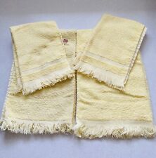 4 Cannon Towels Bathroom Finger 18” Hand 24” Solid Yellow Fringe Cotton Vintage