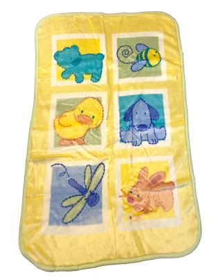 Linda manta de bebé de colección Carters Tykes abeja pato perro elefante conejito 29x46" Foto 1 de 2